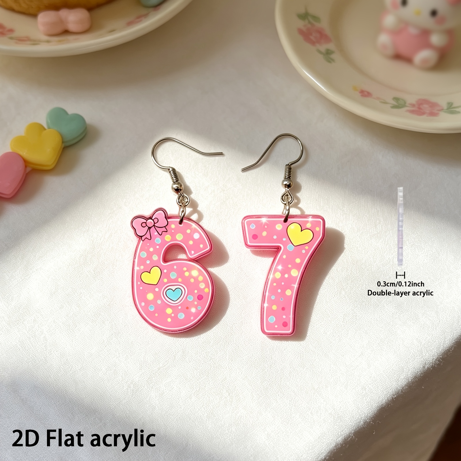 4pc Bowknot Acrylic Earrings Set, Retro Style Gift